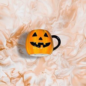Orange Pumpkin Jack-O-Lantern Mug with Black Handle